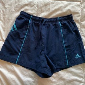 Vintage adidas navy and blue athletic shorts